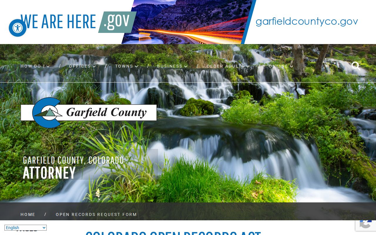 Garfield County public records request form for court case context