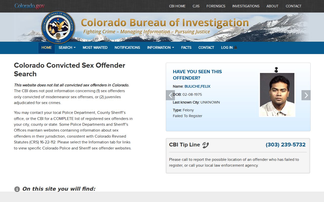Garfield County sex offender registry search form